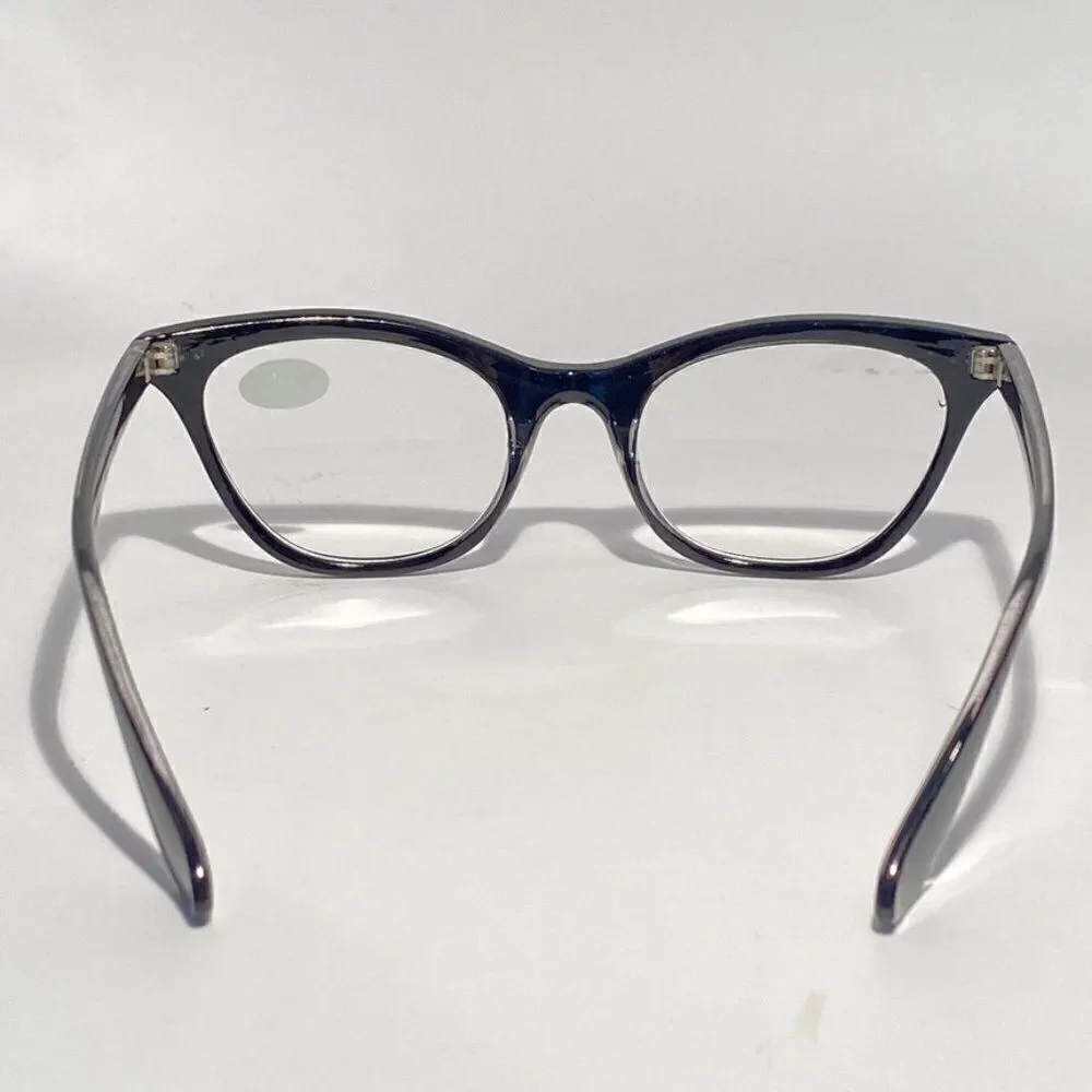 0775 Reading Glasses 2.50 Readers Black Modified Cateye Frames NWT